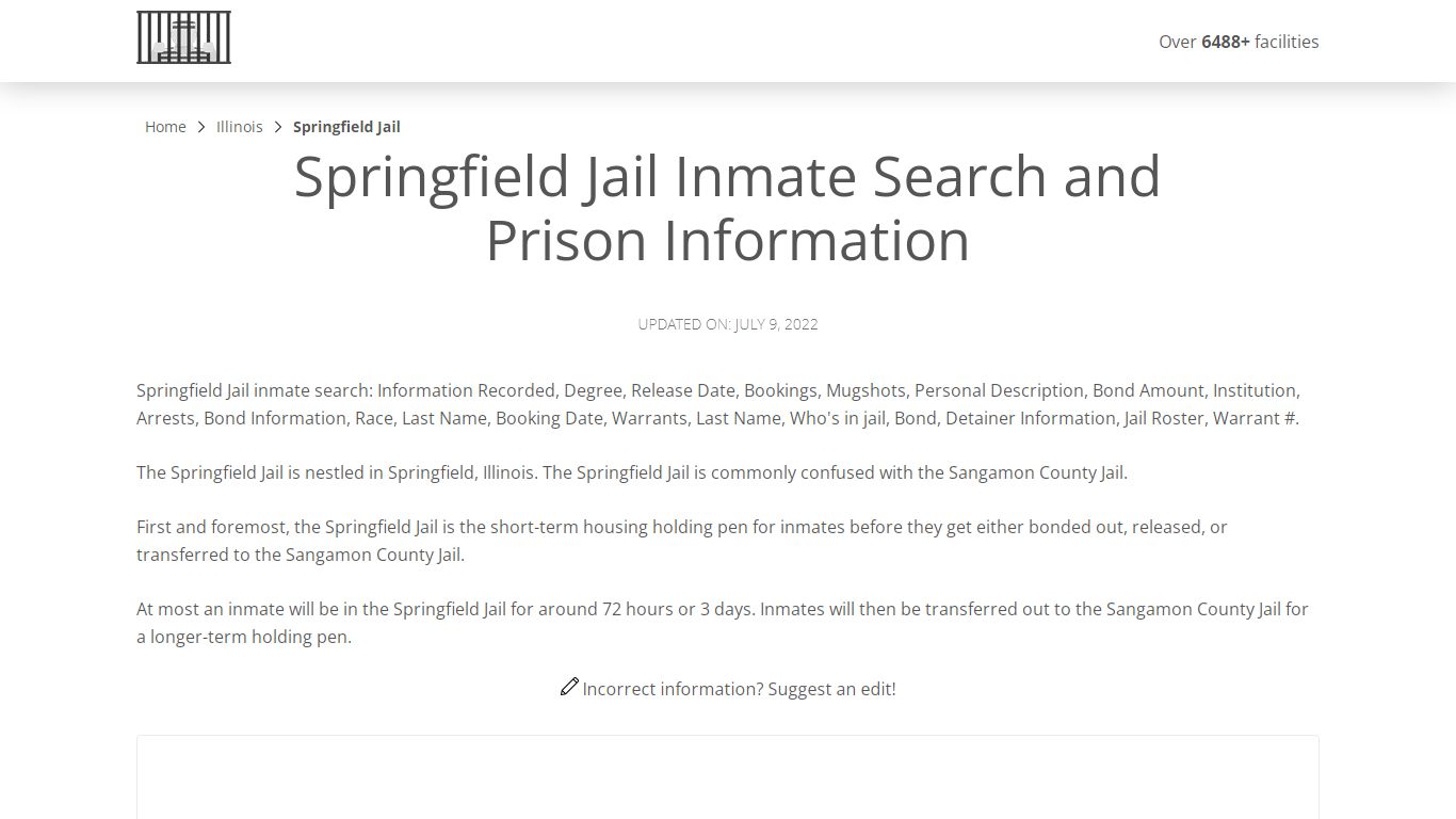 Springfield Jail Inmate Search, Visitation, Phone no ...