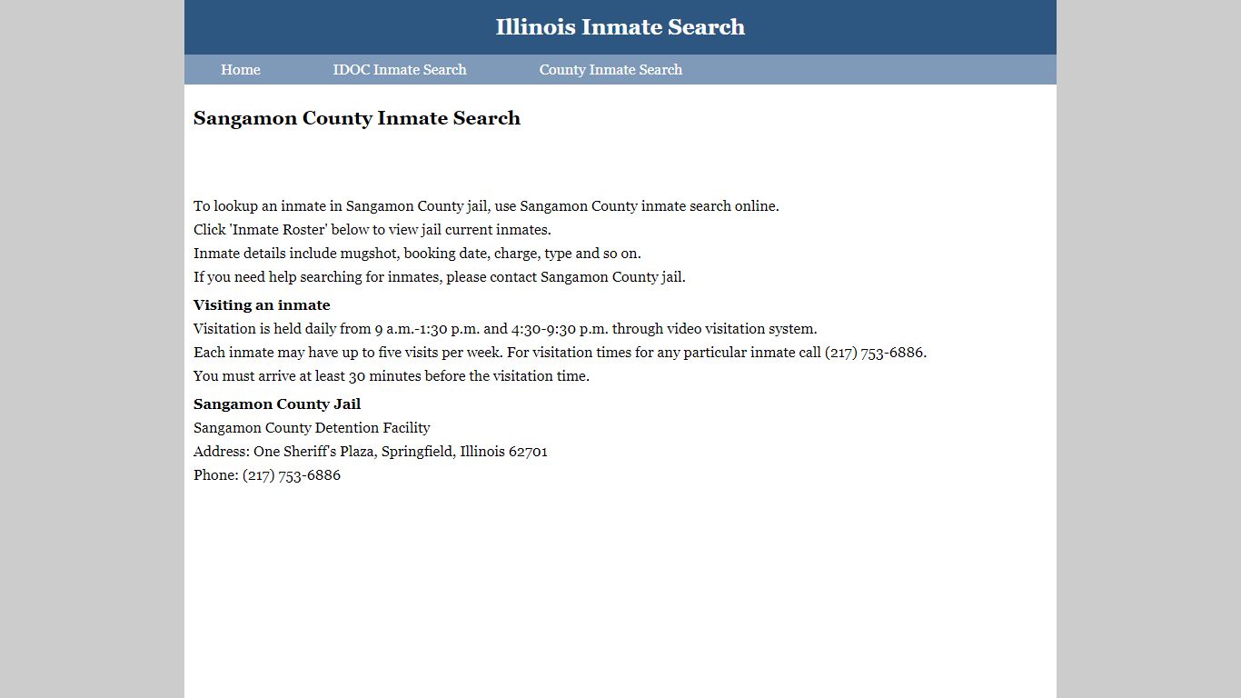 Sangamon County Inmate Search